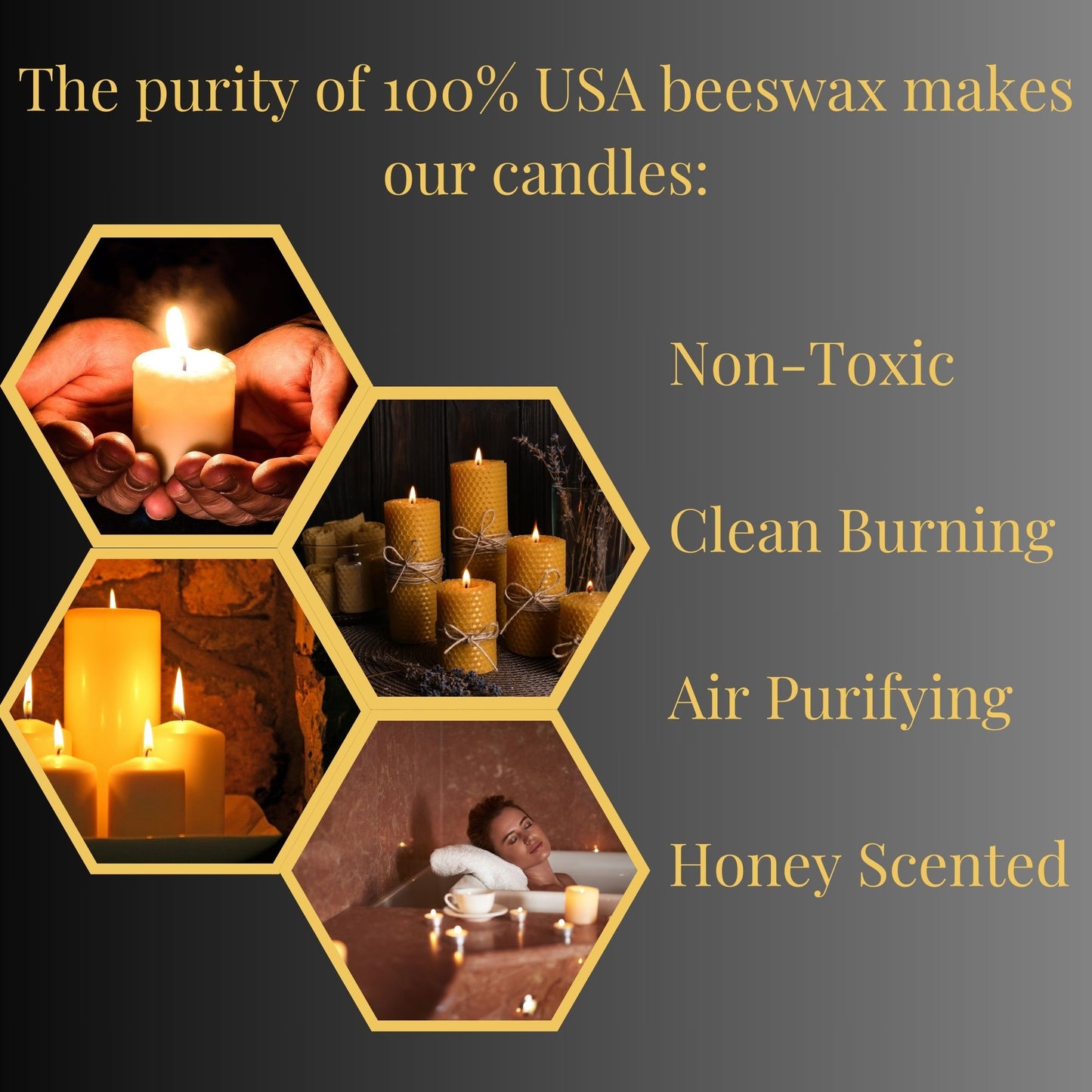 Large Handmade 100% Beeswax Pillar Candle - 3" x 6"